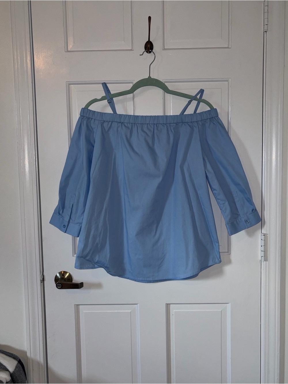 Calvin Klein Off-Shoulder Light Blue Top